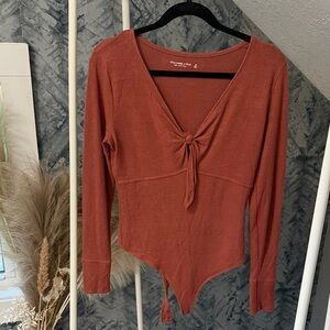 Abercrombie & Fitch Terracotta Tie-Front Bodysuit